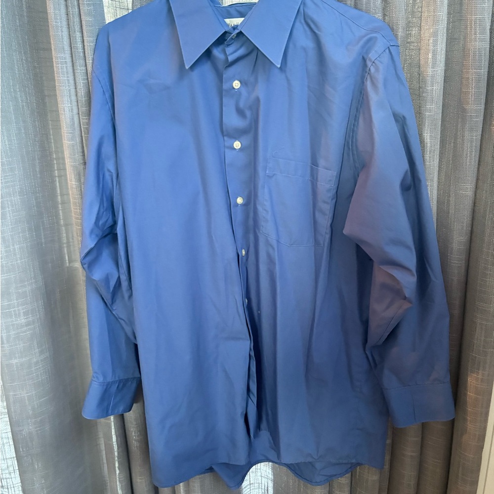 Van Heusen Men's Blue Dress Shirt size L work wedding prom special occasion